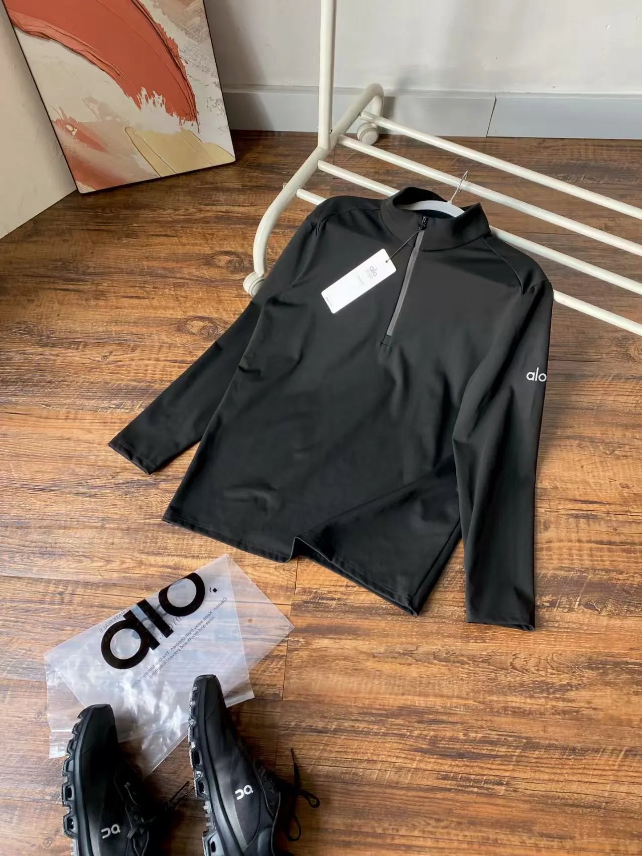 Alo Yoga Long Sleeve Performance Top Navy Blue Base-Layer - 9
