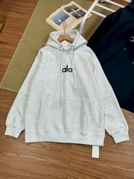 Alo Yoga Logo Hoodie Light Gray Hoodie - 1