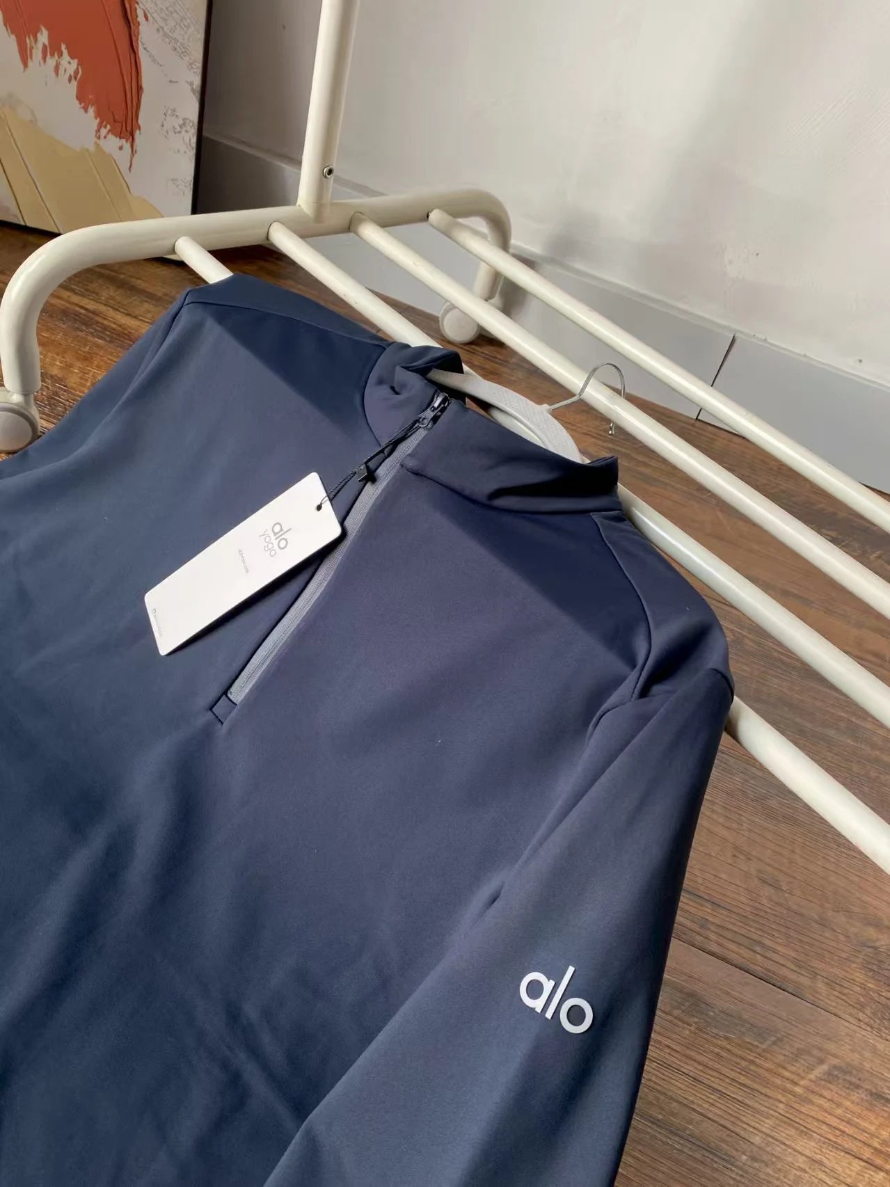 Alo Yoga Long Sleeve Performance Top Navy Blue Base-Layer - 7