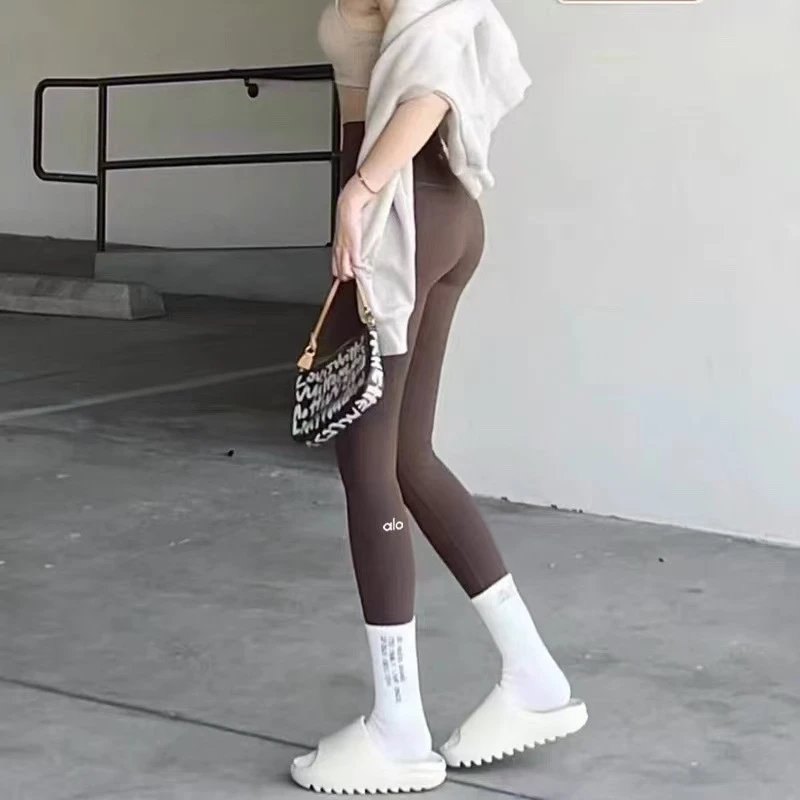 Design Ribbed High-Waist Leggings in Cream Color - 8