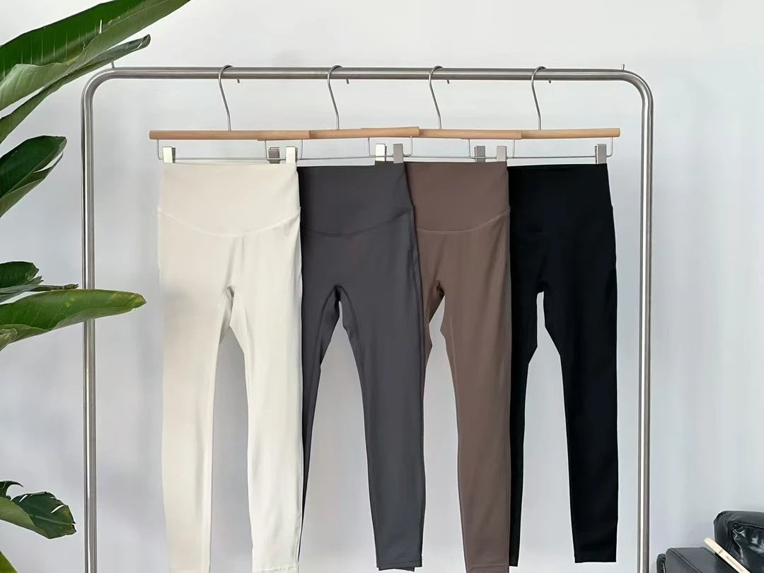 Design Ribbed High-Waist Leggings in Cream Color - 18