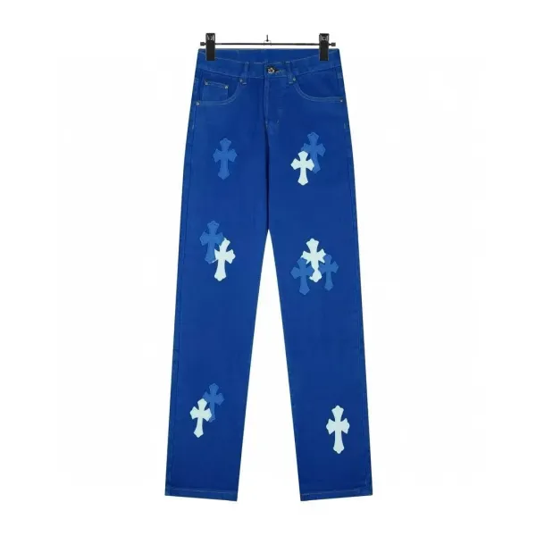 Chrome Hearts Cross-Embellished Straight-Leg Jeans Blue - 18