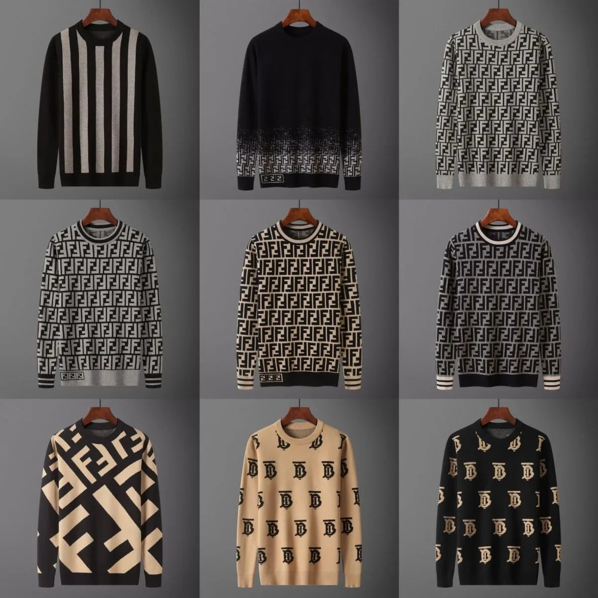 Burberry Classic Check Beige Black Wool Blend Sweater - 7
