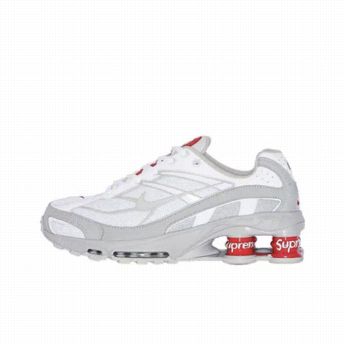 Nike x Supreme Shox TL White Silver Sneakers