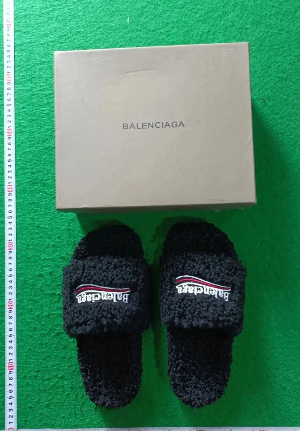 Balenciaga Triple Stripe Furry Slides White Slippers - 3