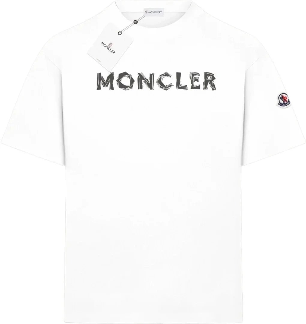 Moncler Splatter Logo T-Shirt Black and White - 12