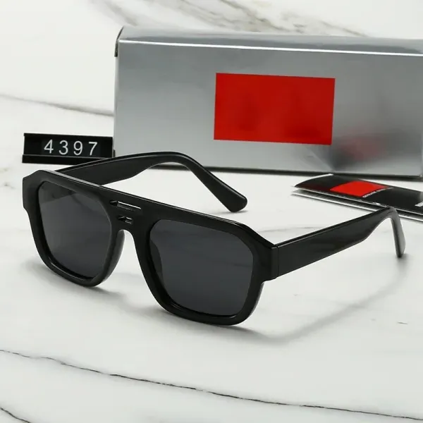 Design Oversized Square Frame Black Sunglasses - 1