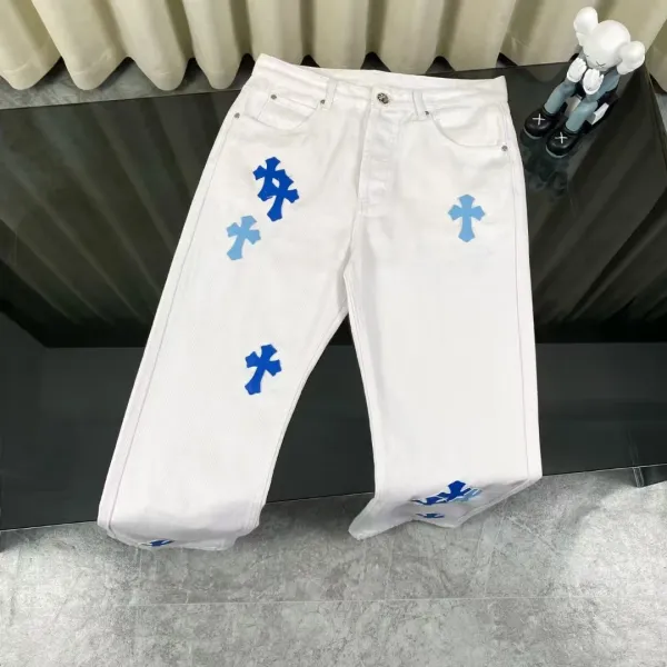 Chrome Hearts Cross-Embellished Straight-Leg Jeans Blue - 13
