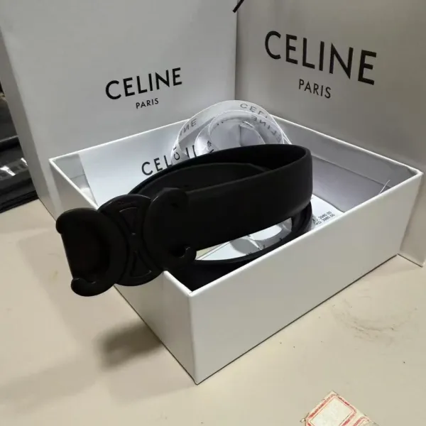 Celine Triomphe Belt Black Leather Belt - 7