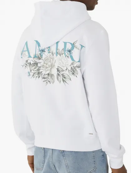 Amiri Floral Embroidered Hoodie White - 1