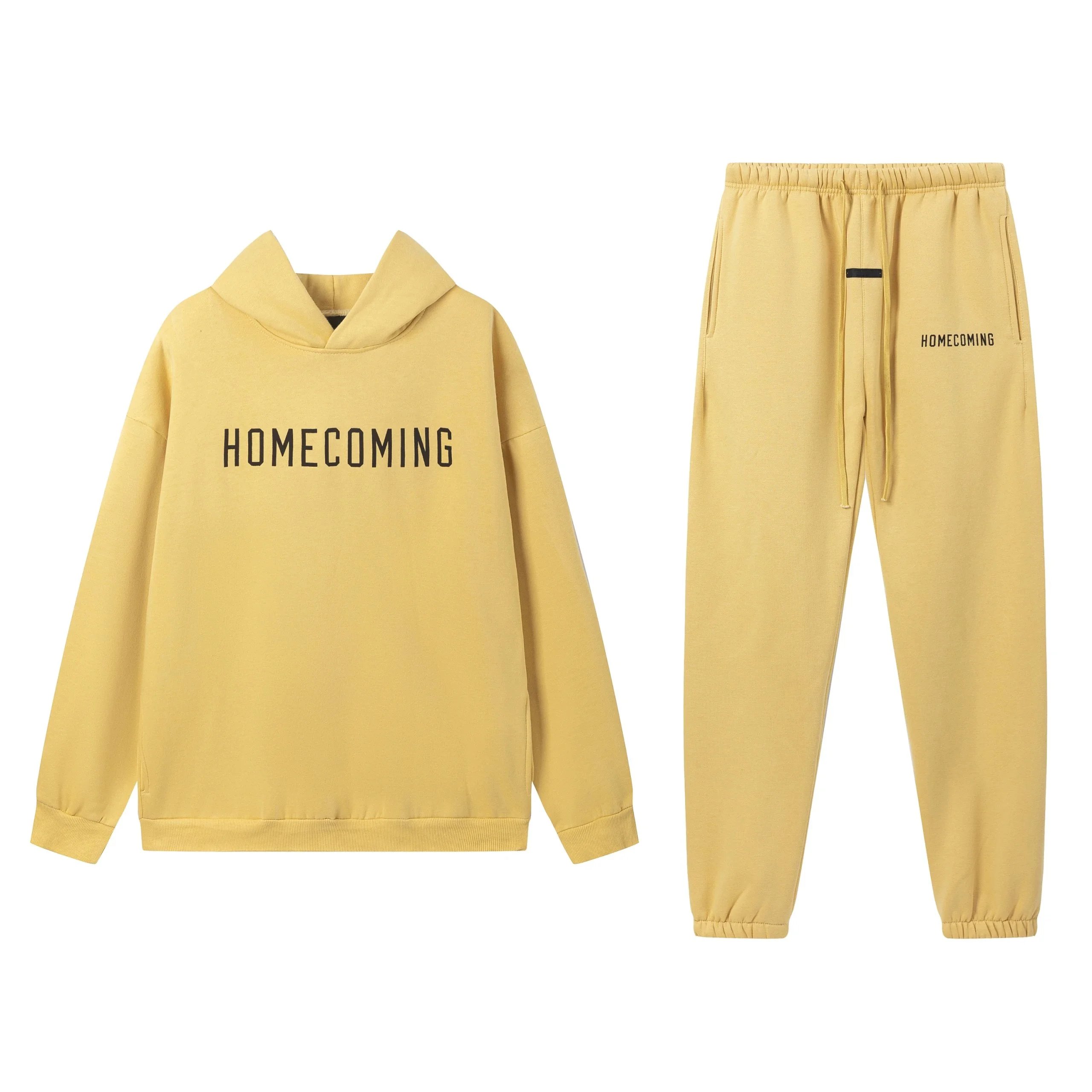 Homecoming Logo Hoodie and Sweatpants Set Yellow Casual Set - 1