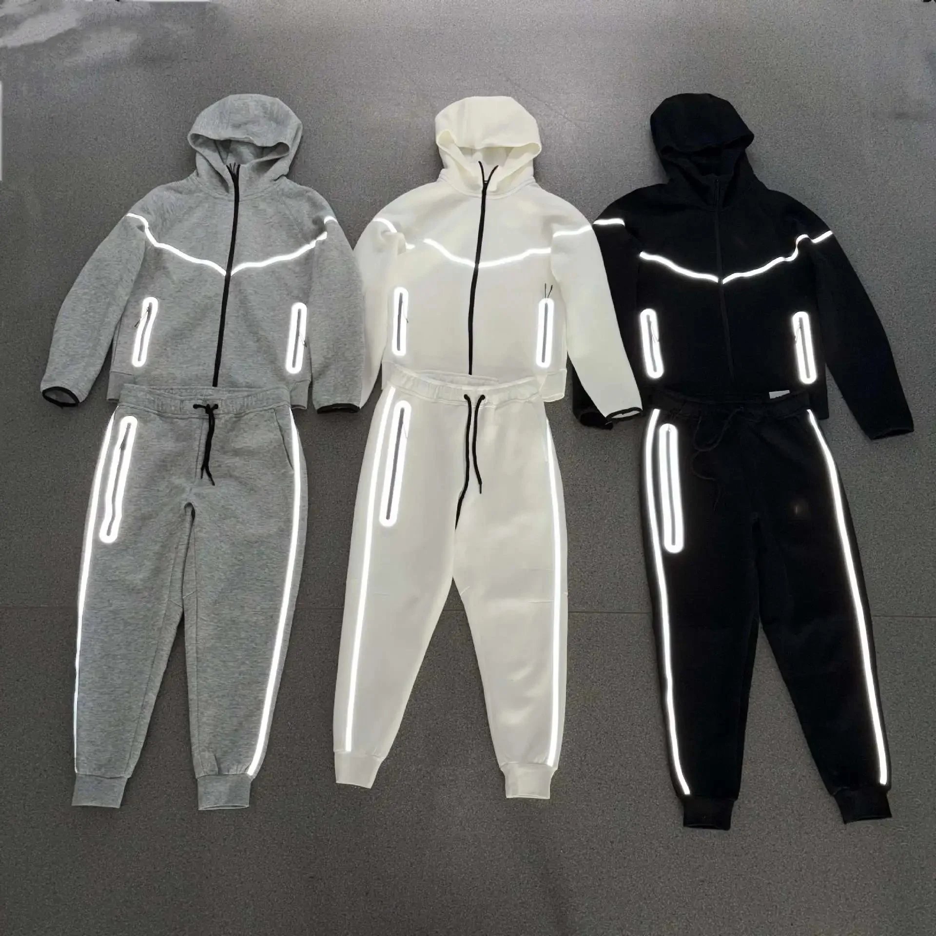 Nike Tech Fleece Joggers Black with Reflective Stripe Sweatpants - 4
