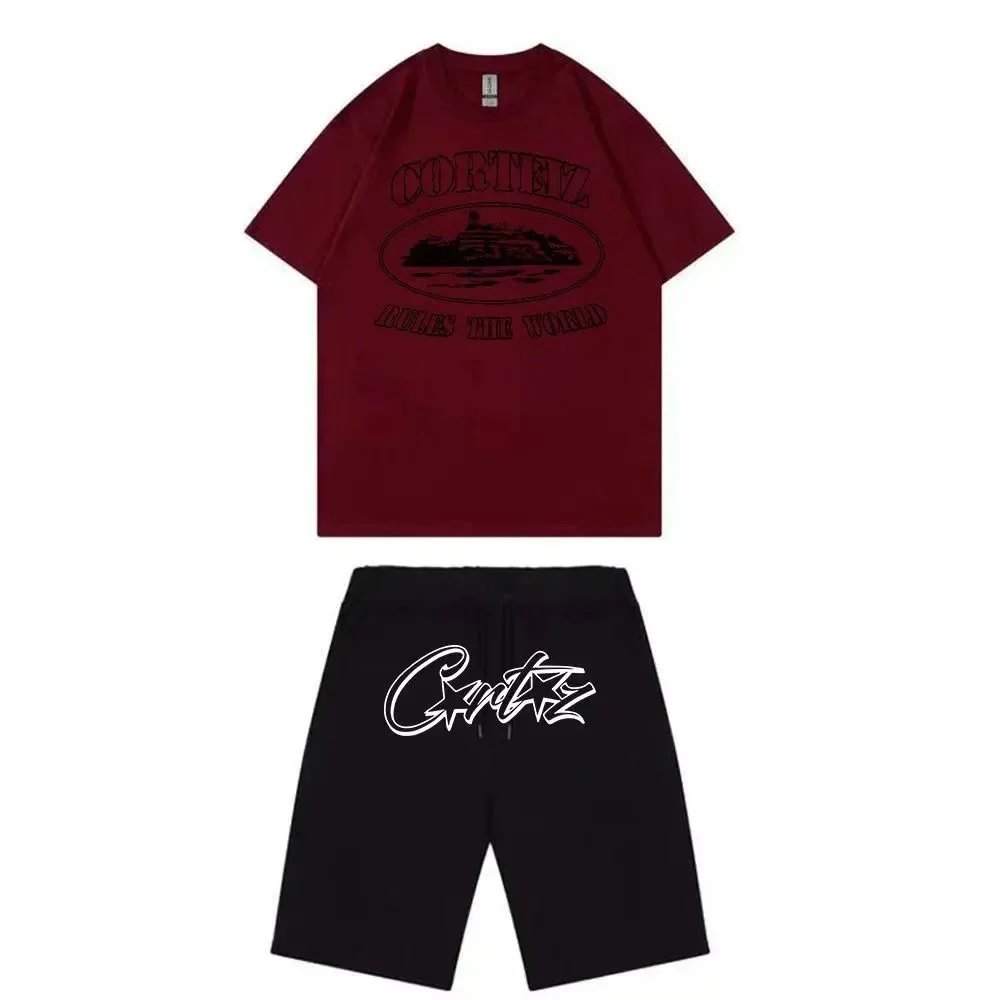Cortez Rules The World Burgundy T-Shirt and Black Shorts Set - 1