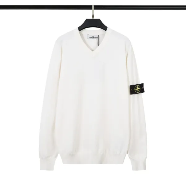 Stone Island V-Neck Sweater Gray - 5