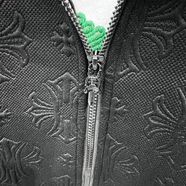 Unbranded Jackets Black embossed cross-pattern zip-up track jacket product detail image 11