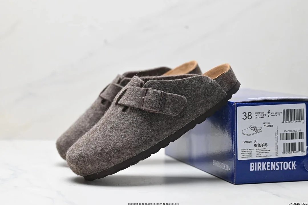 Birkenstock Boston Shearling-Lined Suede Taupe Casual Shoes - 9