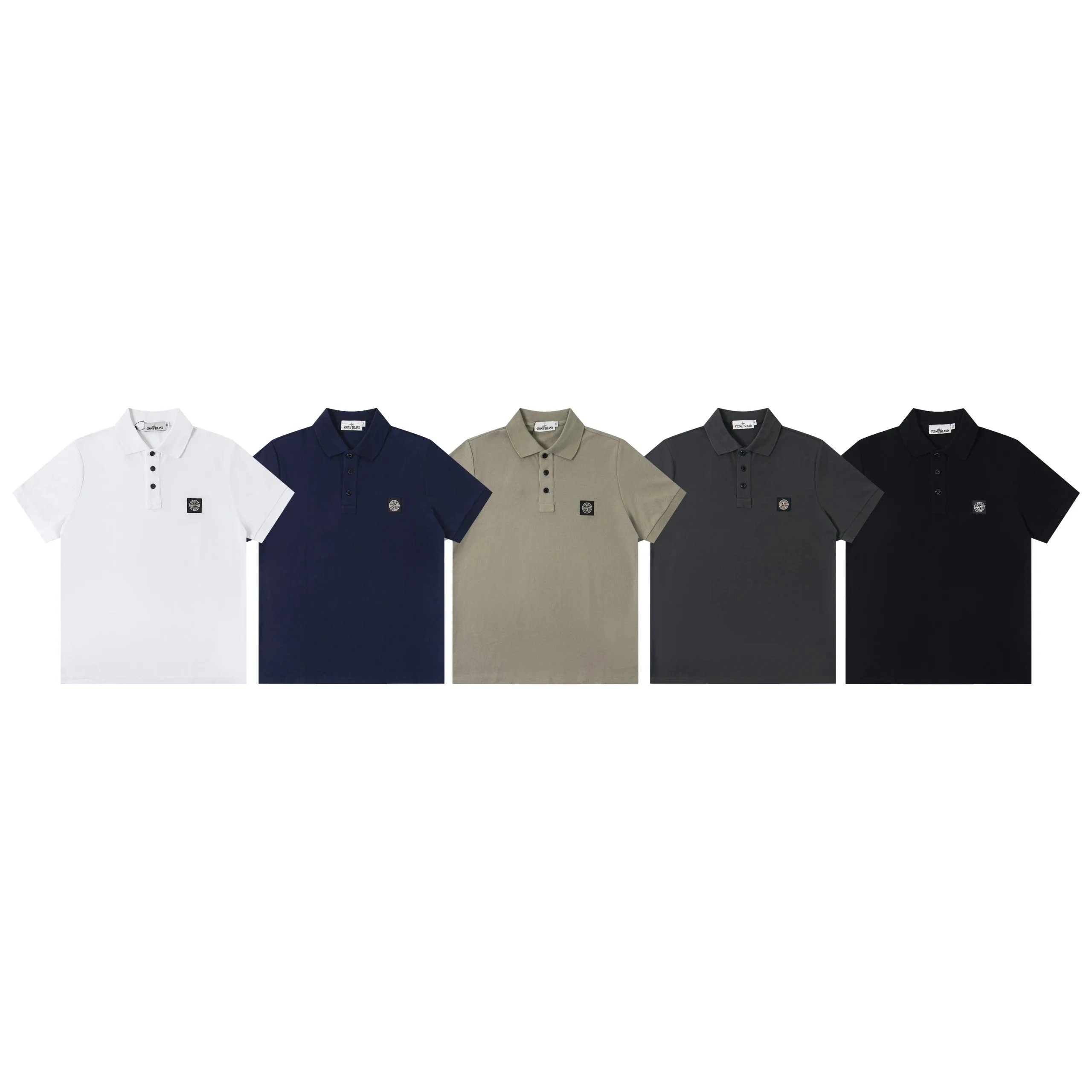 Stone Island Compass Patch Cotton Polo Shirt
