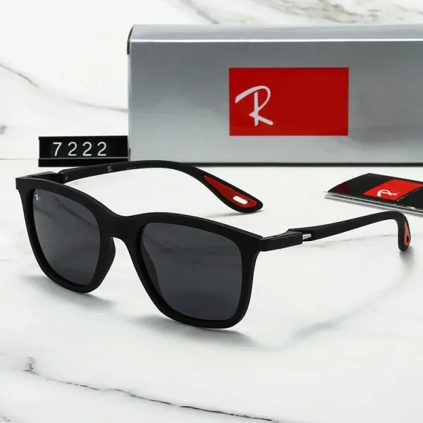 Ray-Ban RB7222 Black Matte with Red Accents Sunglasses - 1