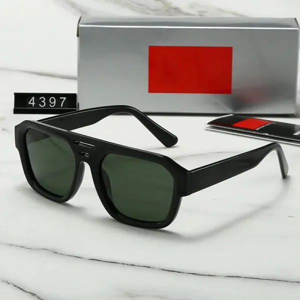 Design Oversized Square Frame Green Lens Sunglasses - 1