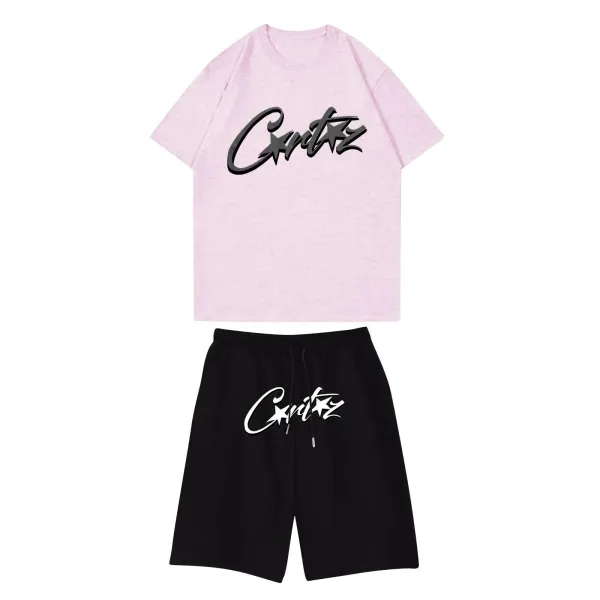 Critz Casual Set Pink T-Shirt and Black Shorts - 1