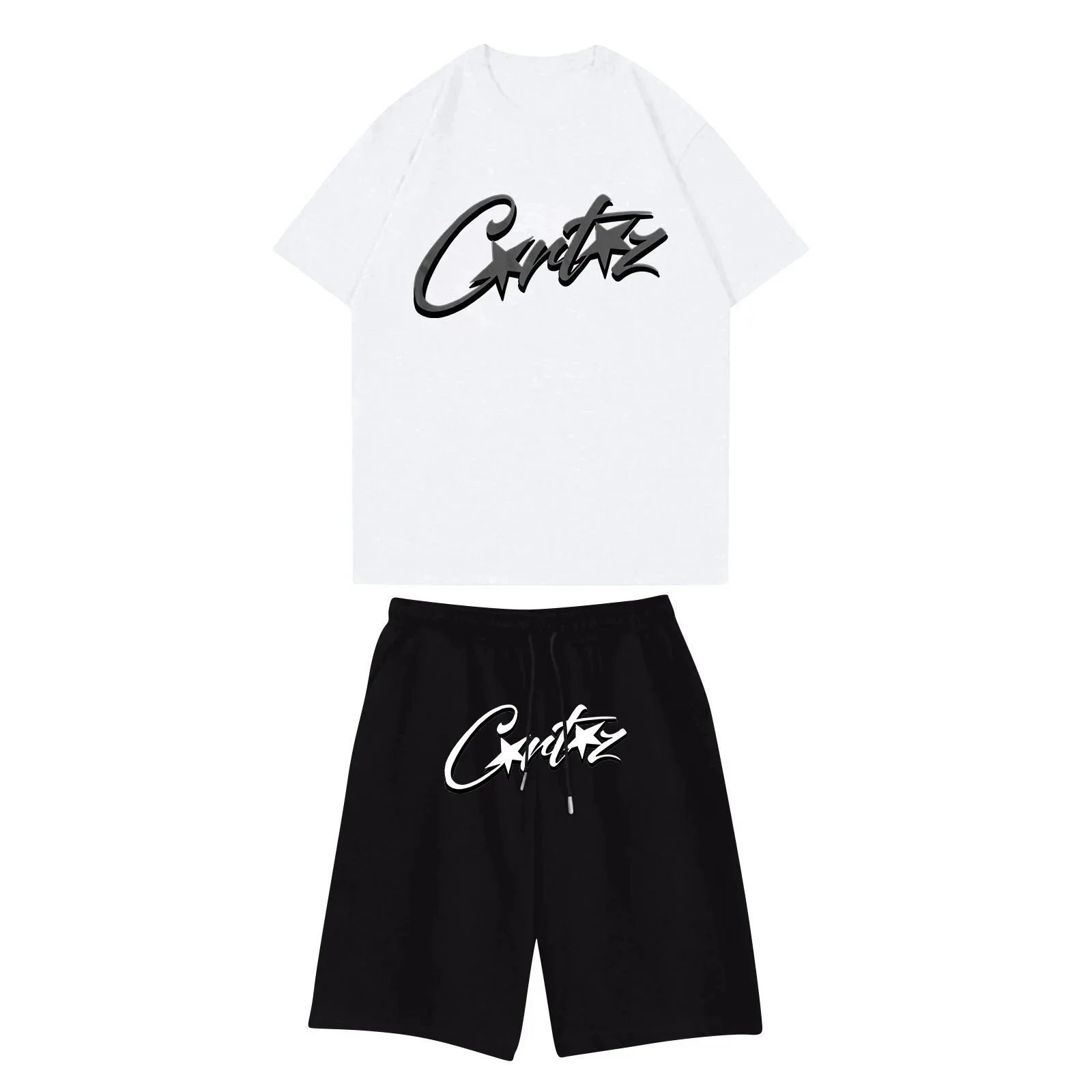 Critz Casual Set White T-Shirt and Black Shorts - 1