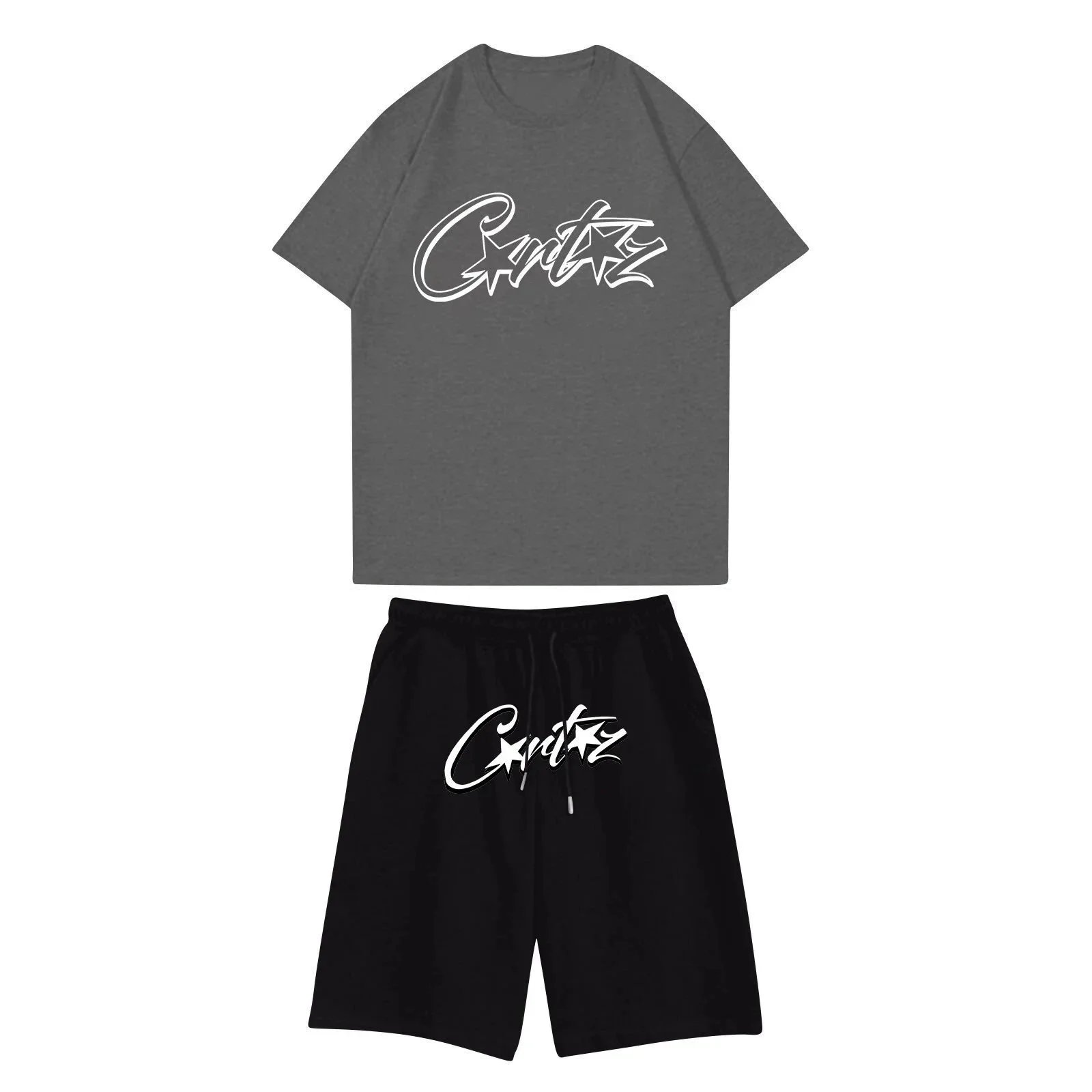 Critz Casual Set Gray T-Shirt and Black Shorts - 1