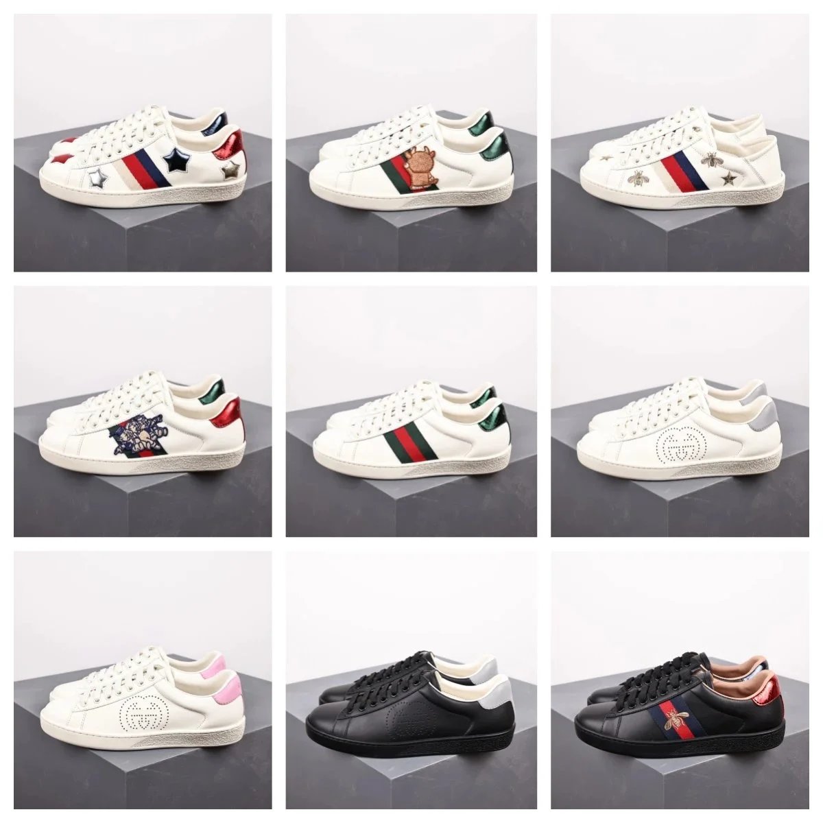 Gucci Ace Embroidered Low Top Sneakers Multi Style