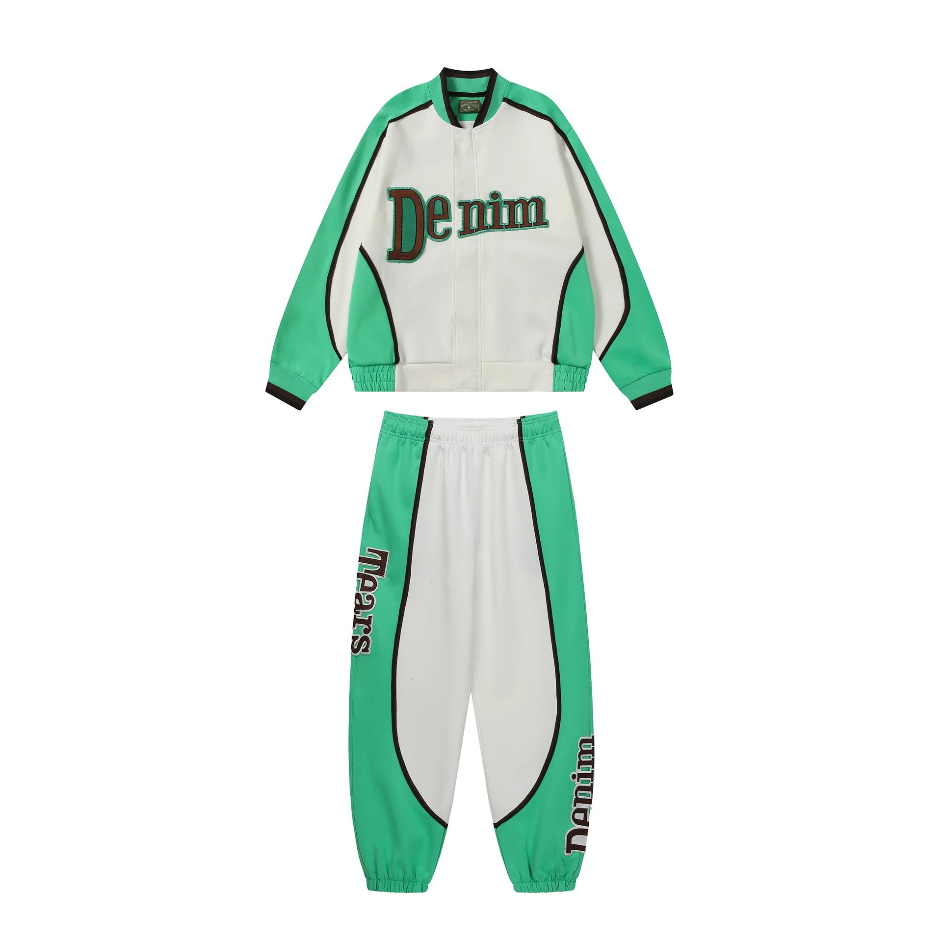 Saint Tears Denim Lettering Bomber Jacket White Green - 5