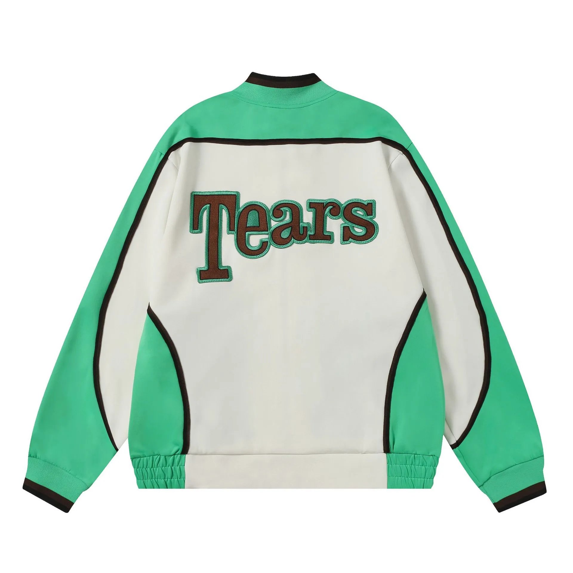 Saint Tears Denim Lettering Bomber Jacket White Green - 9