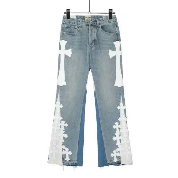Chrome Hearts Cross-Embellished Straight-Leg Jeans Blue - 21