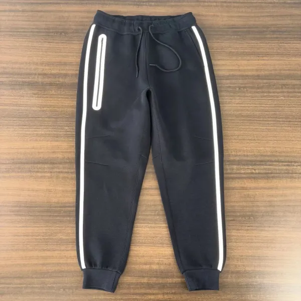 Nike Tech Fleece Joggers Black with Reflective Stripe Sweatpants - 1