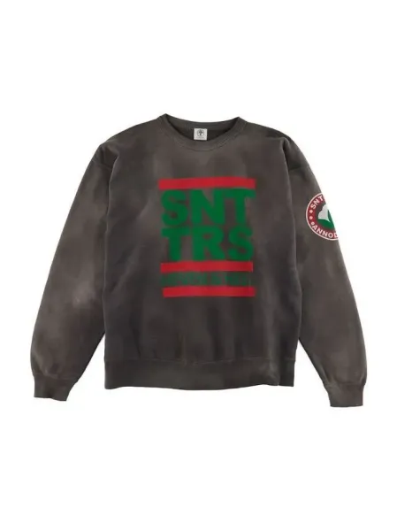 Saint Tears SNT TRS Distressed Graphic Sweatshirt Gray - 1
