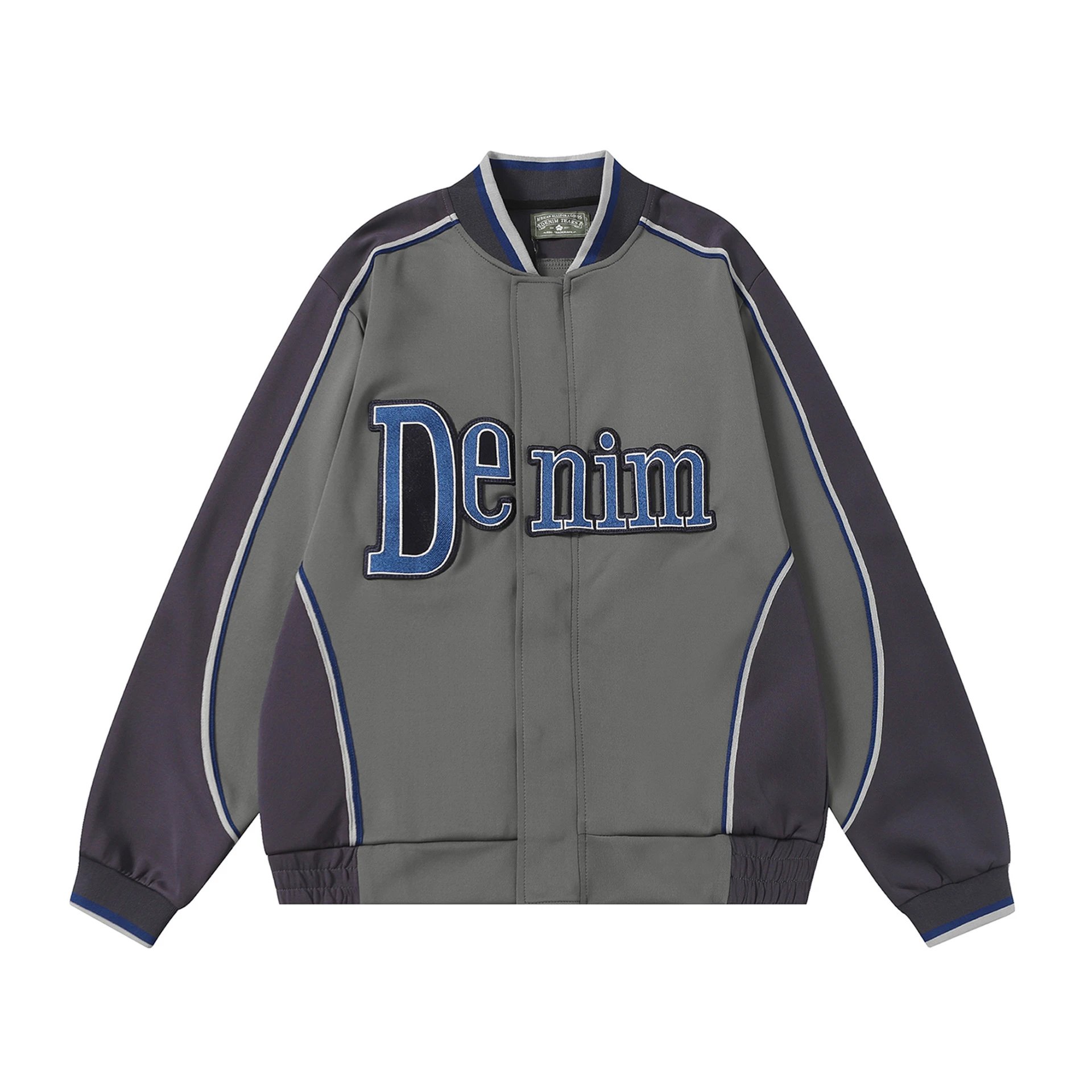 Saint Tears Denim Lettering Bomber Jacket White Green - 10