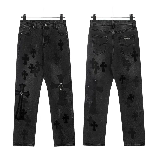 Chrome Hearts Cross-Embellished Straight-Leg Jeans Blue - 20