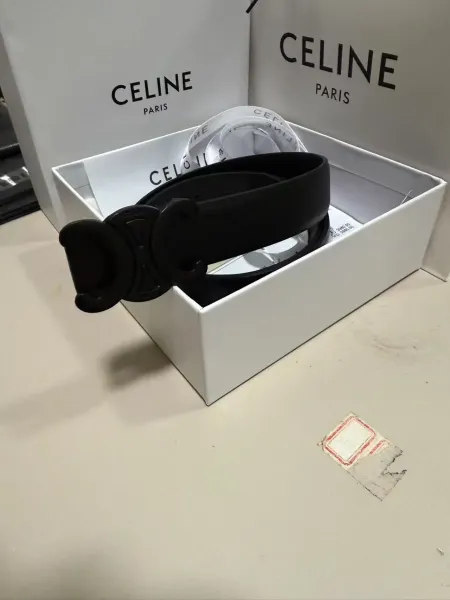Celine Triomphe Belt Black Leather Belt - 1