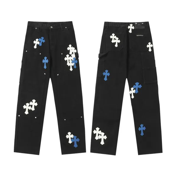 Chrome Hearts Cross-Embellished Straight-Leg Jeans Blue - 26