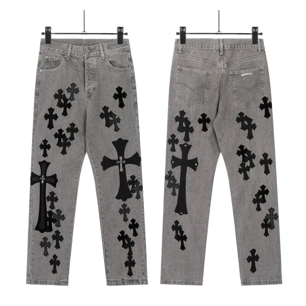 Chrome Hearts Cross-Embellished Straight-Leg Jeans Blue - 33