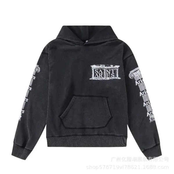 Saint Tears Temple Logo Washed Black Hoodie - 1
