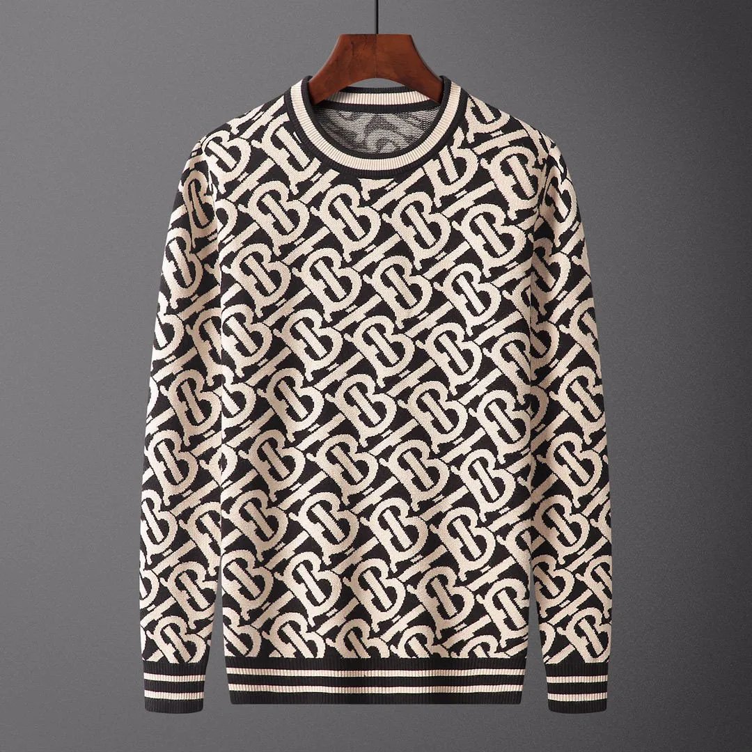 Burberry Classic Check Beige Black Wool Blend Sweater - 8