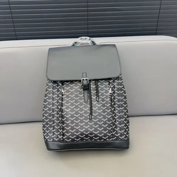 Goyard Saint Louis Backpack Black and Gray Chevron Print Backpack - 1
