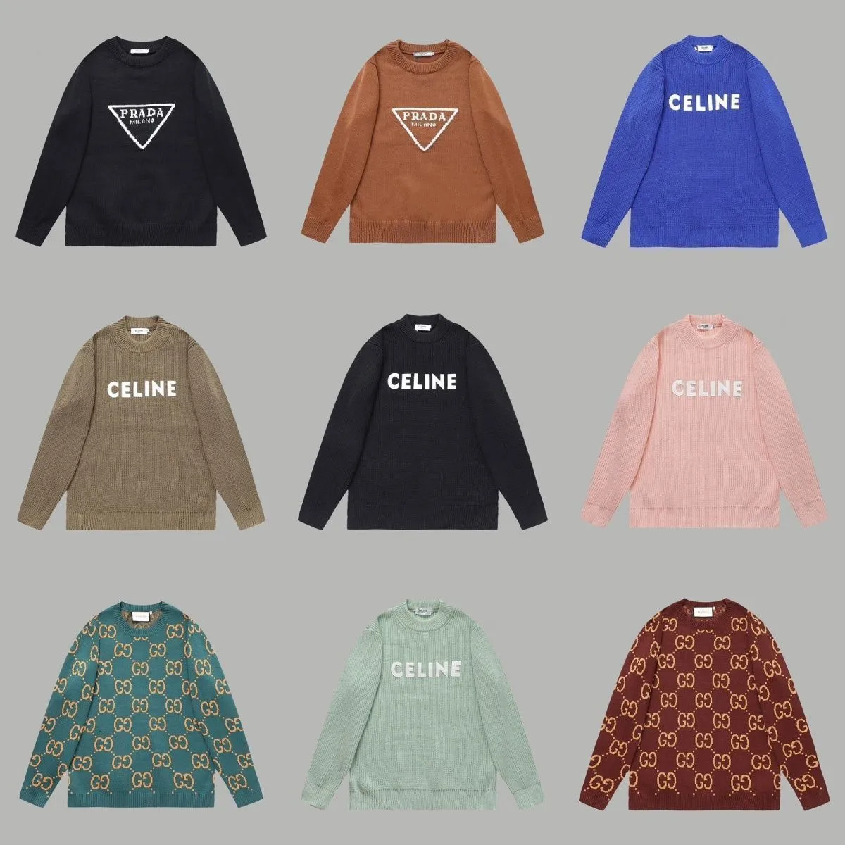 Prada Triangle Logo / Celine Text / Gucci GG Supreme Sweaters