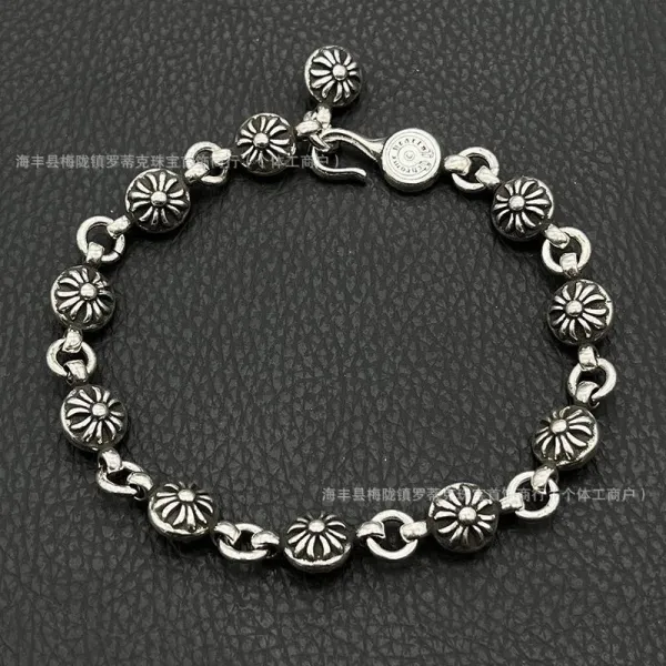Chrome Hearts Daisy Flower Link Bracelet Silver - 1