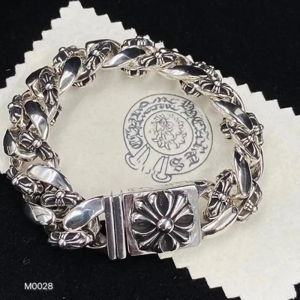 Chrome Hearts Classic Cross Link Silver Bracelet - 1