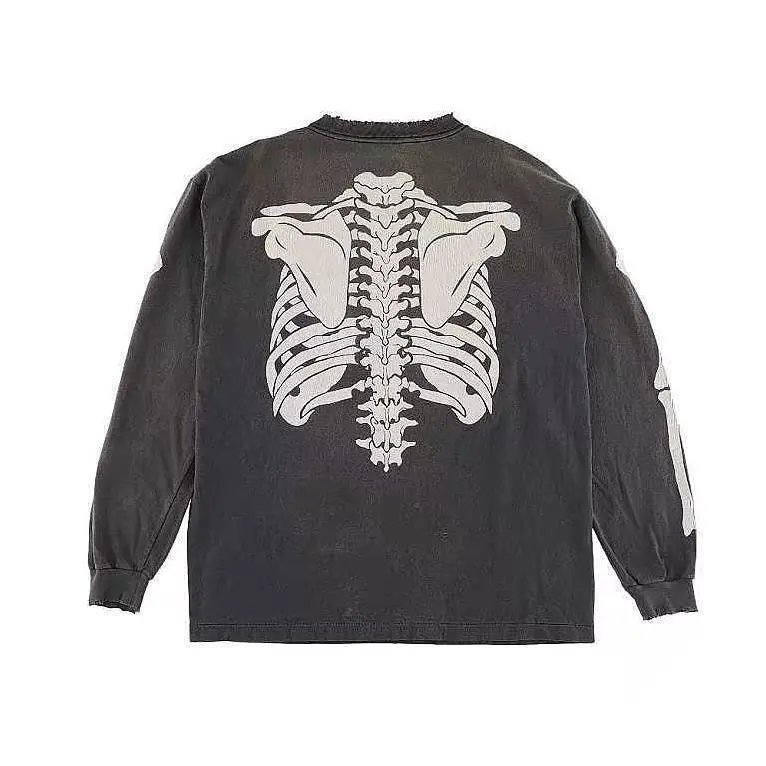 Saint Tears Skeleton Ribcage Long-Sleeve T-Shirt Black - 81