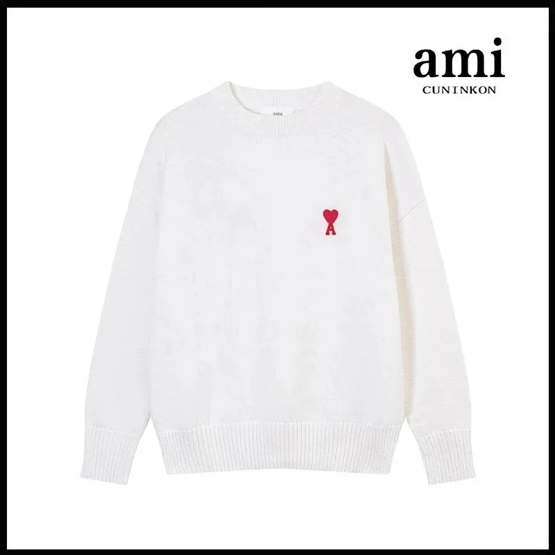 White [A8115 Medium Heart Crewneck Cotton Yarn Style]