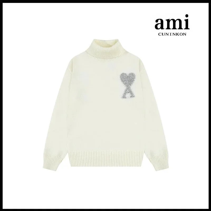 Off-White [A8149 Silver Heart Turtleneck Style]