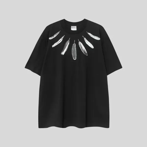 Maison Margiela Feather Print Oversized Black T-Shirt - 1
