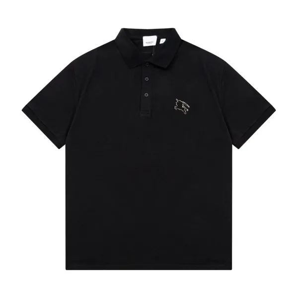 Burberry Equestrian Knight Embroidered Black Polo - 1