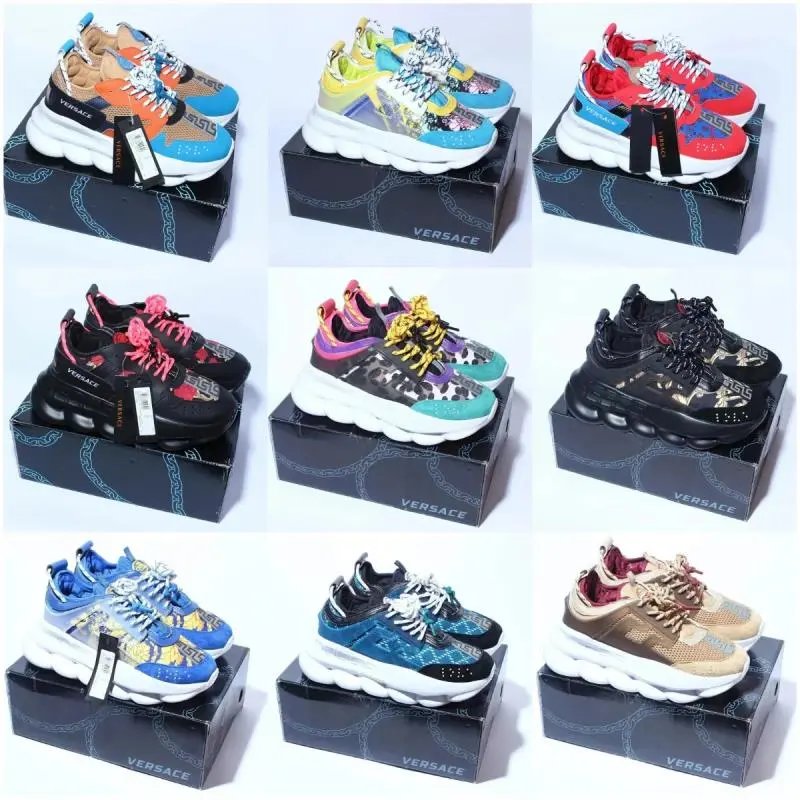 Versace Chain Reaction Neon Green Blue Sneakers - 2