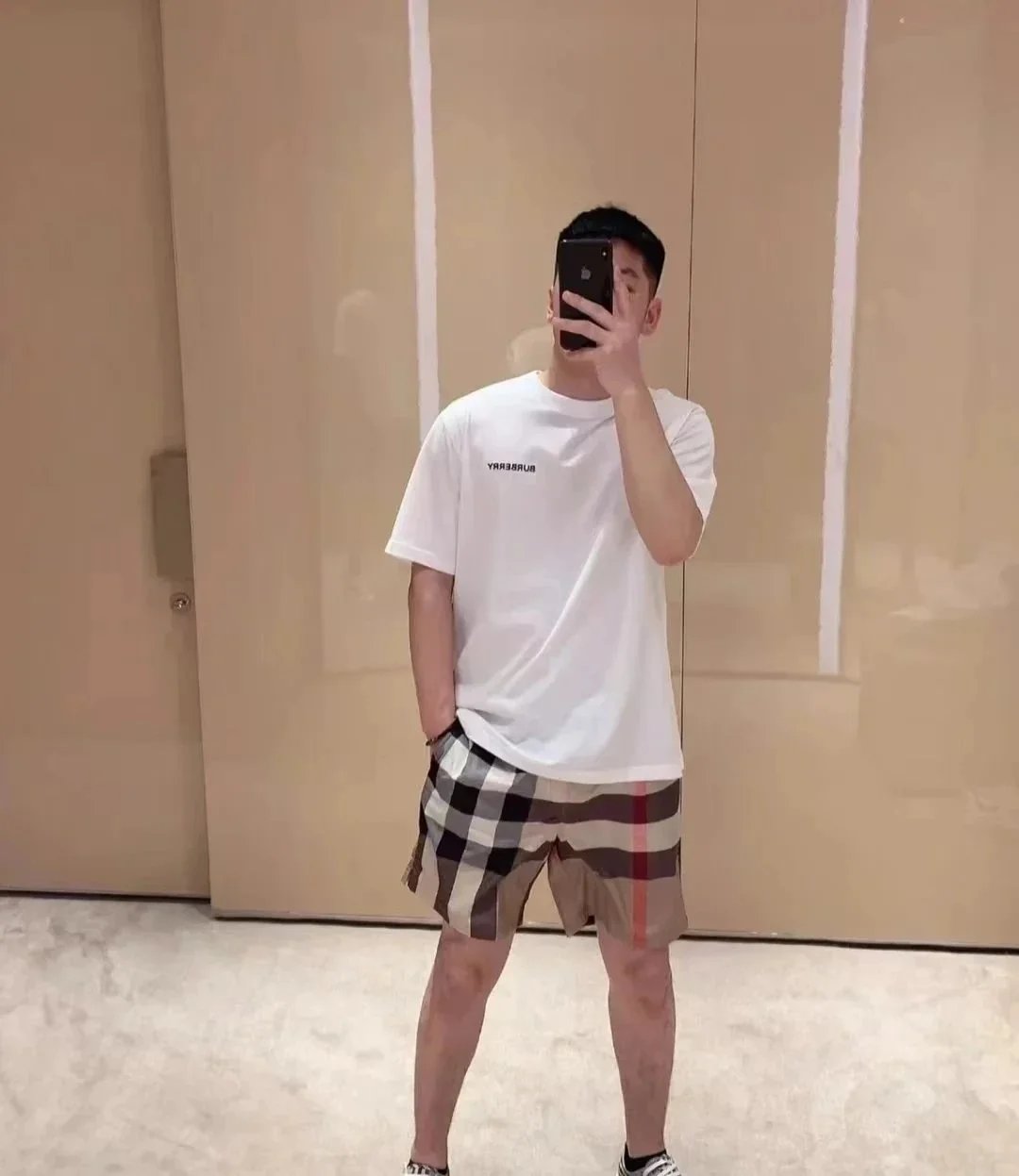 Burberry Classic Check Swim Shorts Navy White Gray - 6